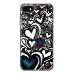 Apple iPhone SE 2nd 3rd Generation Black White Hearts Love Graffiti Hybrid Protective Phone Case Cover