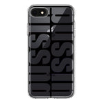 Apple iPhone SE 2nd 3rd Generation Black Clear Funny Text Quote Bussin Hybrid Protective Phone Case Cover