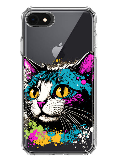 Apple iPhone 6/7/8/SE 2020/SE 3 2022 Cool Cat Oil Paint Pop Art Hybrid Protective Phone Case Cover