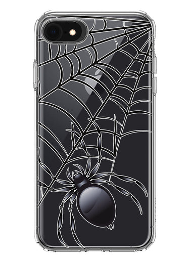 Apple iPhone SE 2nd 3rd Generation Creepy Black Spider Web Halloween Horror Spooky Hybrid Protective Phone Case Cover
