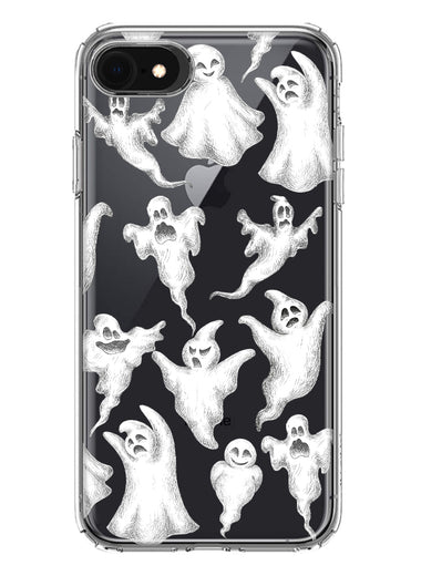 Apple iPhone SE 2nd 3rd Generation Cute Halloween Spooky Floating Ghosts Horror Scary Hybrid Protective Phone Case Cover
