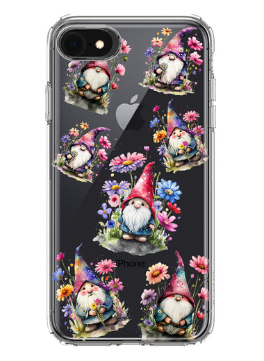 Apple iPhone 6/7/8/SE 2020/SE 3 2022 Cute Pink Purple Cosmos Flowers Gnomes Spring Floral Double Layer Phone Case Cover