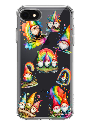 Apple iPhone 6/7/8/SE 2020/SE 3 2022 Colorful Neon Glow Rainbow Gnomes Painting Hybrid Protective Phone Case Cover