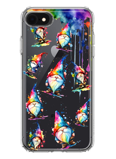 Apple iPhone 6/7/8/SE 2020/SE 3 2022 Neon Water Painting Colorful Splash Gnomes Hybrid Protective Phone Case Cover