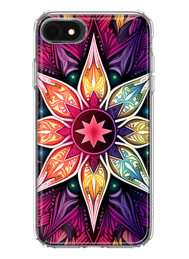 Apple iPhone SE 2nd 3rd Generation Mandala Geometry Abstract Star Pattern Hybrid Protective Phone Case Cover