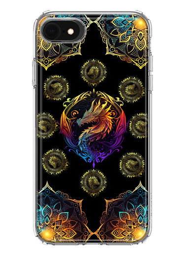 Apple iPhone SE 2nd 3rd Generation Mandala Geometry Abstract Dragon Pattern Hybrid Protective Phone Case Cover