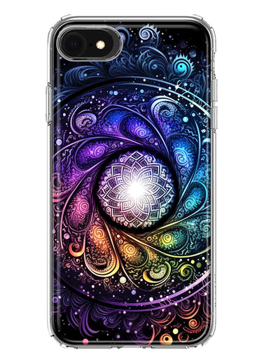 Apple iPhone SE 2nd 3rd Generation Mandala Geometry Abstract Galaxy Pattern Hybrid Protective Phone Case Cover