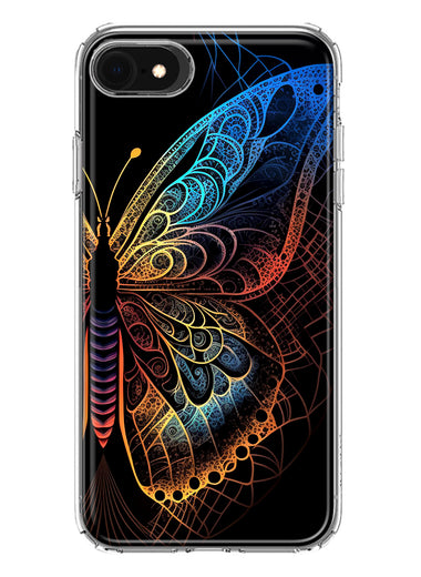 Apple iPhone SE 2nd 3rd Generation Mandala Geometry Abstract Butterfly Pattern Hybrid Protective Phone Case Cover