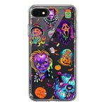 Apple iPhone SE 2nd 3rd Generation Cute Halloween Spooky Horror Scary Neon Characters Hybrid Protective Phone Case Cover