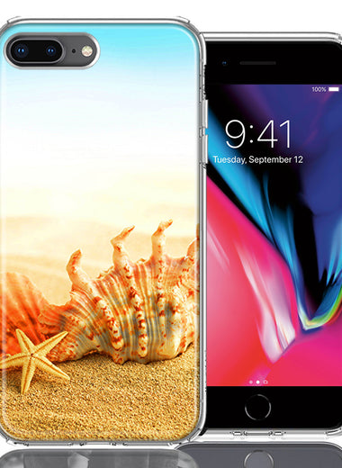 Apple iPhone 7/8 Plus Beach Shell Design Double Layer Phone Case Cover