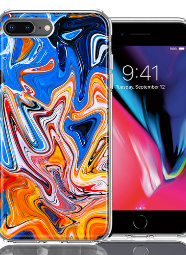 Apple iPhone 7/8 Plus Blue Orange Abstract Design Double Layer Phone Case Cover