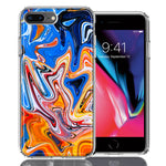 Apple iPhone 7/8 Plus Blue Orange Abstract Design Double Layer Phone Case Cover