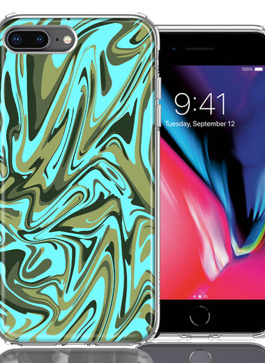 Apple iPhone 7/8 Plus Blue Green Abstract Design Double Layer Phone Case Cover