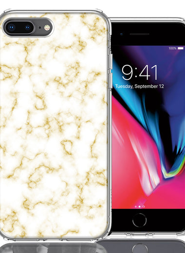 Apple iPhone 7/8 Plus Gold Marble Design Double Layer Phone Case Cover