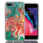 Apple iPhone 7/8 Plus Green Pink Abstract Design Double Layer Phone Case Cover