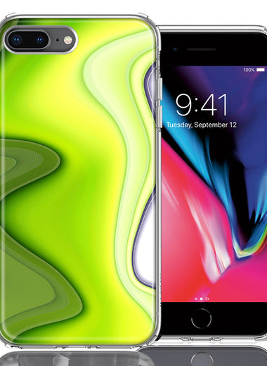 Apple iPhone 7/8 Plus Green White Abstract Design Double Layer Phone Case Cover