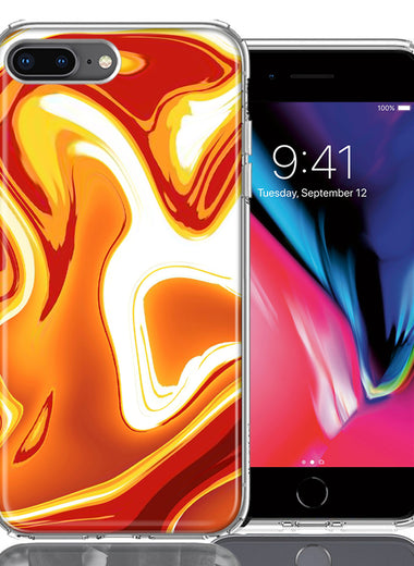Apple iPhone 7/8 Plus Orange White Abstract Design Double Layer Phone Case Cover