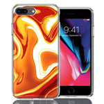 Apple iPhone 7/8 Plus Orange White Abstract Design Double Layer Phone Case Cover