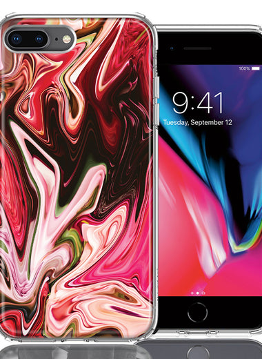 Apple iPhone 7/8 Plus Pink Abstract Design Double Layer Phone Case Cover