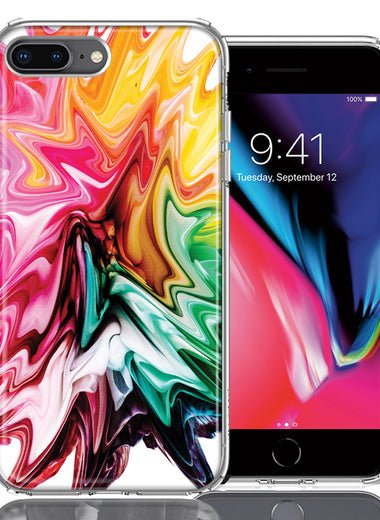 Apple iPhone 7/8 Plus Rainbow Flower Abstract Design Double Layer Phone Case Cover