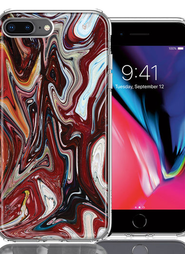 Apple iPhone 7/8 Plus Red White Abstract Design Double Layer Phone Case Cover