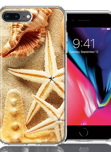 Apple iPhone 7/8 Plus Sand Shells Starfish Design Double Layer Phone Case Cover
