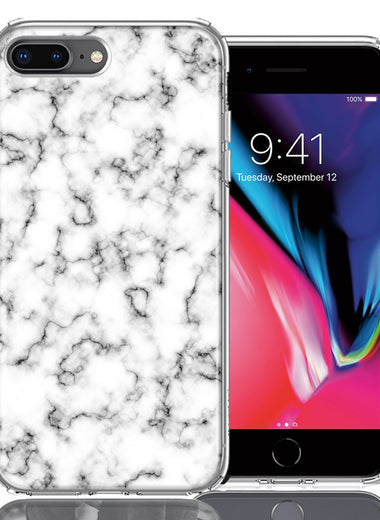 Apple iPhone 7/8 Plus White Grey Marble Design Double Layer Phone Case Cover