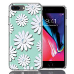Apple iPhone 7/8 Plus White Teal Daisies Design Double Layer Phone Case Cover