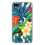 Apple iPhone 8 Plus Blue Monstera Pothos Tropical Floral Summer Flowers Hybrid Protective Phone Case Cover