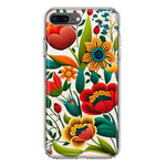 Apple iPhone 8 Plus Colorful Red Orange Folk Style Floral Vibrant Spring Flowers Hybrid Protective Phone Case Cover