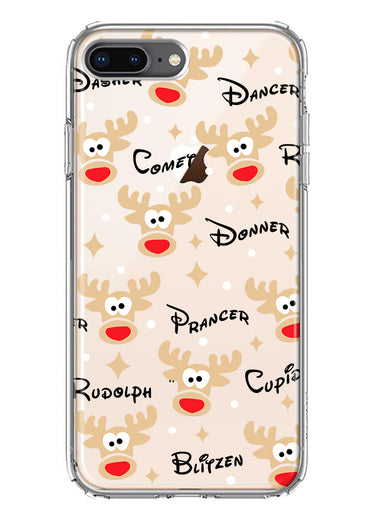 Apple iPhone 8 Plus Red Nose Reindeer Christmas Winter Holiday Hybrid Protective Phone Case Cover