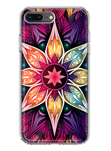 Apple iPhone 8 Plus Mandala Geometry Abstract Star Pattern Hybrid Protective Phone Case Cover