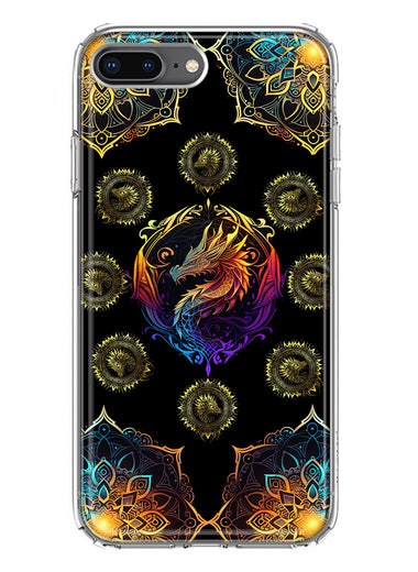 Apple iPhone 8 Plus Mandala Geometry Abstract Dragon Pattern Hybrid Protective Phone Case Cover