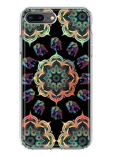 Apple iPhone 8 Plus Mandala Geometry Abstract Elephant Pattern Hybrid Protective Phone Case Cover