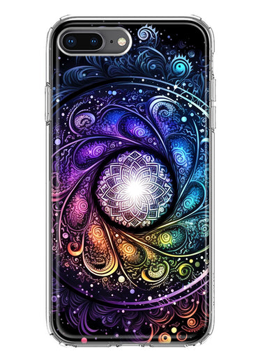 Apple iPhone 8 Plus Mandala Geometry Abstract Galaxy Pattern Hybrid Protective Phone Case Cover