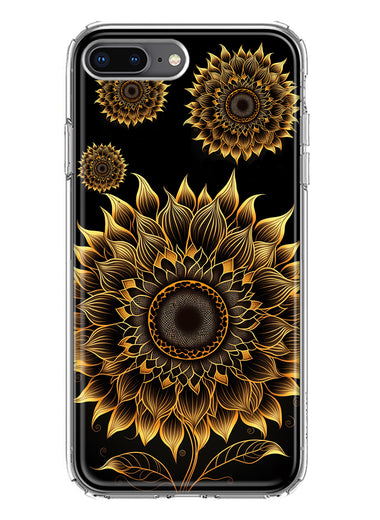 Apple iPhone 8 Plus Mandala Geometry Abstract Sunflowers Pattern Hybrid Protective Phone Case Cover