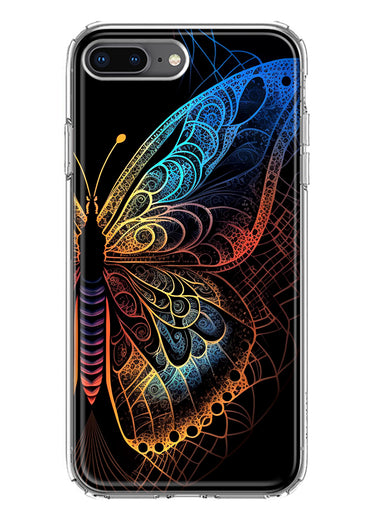 Apple iPhone 8 Plus Mandala Geometry Abstract Butterfly Pattern Hybrid Protective Phone Case Cover