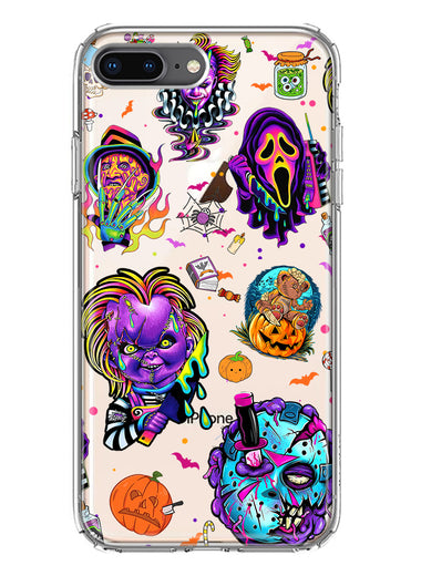 Apple iPhone 8 Plus Cute Halloween Spooky Horror Scary Neon Characters Hybrid Protective Phone Case Cover