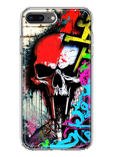 Apple iPhone 8 Plus Skull Face Graffiti Painting Art Hybrid Protective Phone Case Cover