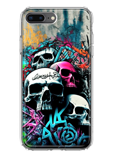 Apple iPhone 8 Plus Skulls Graffiti Painting Art Hybrid Protective Phone Case Cover
