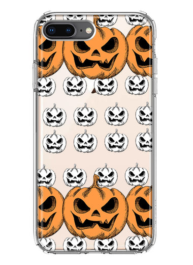 Apple iPhone 8 Plus Halloween Spooky Horror Scary Jack O Lantern Pumpkins Hybrid Protective Phone Case Cover