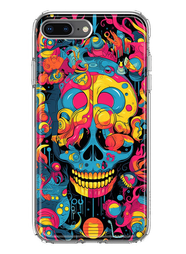 Apple iPhone 8 Plus Psychedelic Trippy Death Skull Pop Art Hybrid Protective Phone Case Cover