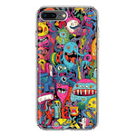 Apple iPhone 8 Plus Psychedelic Trippy Happy Aliens Characters Hybrid Protective Phone Case Cover