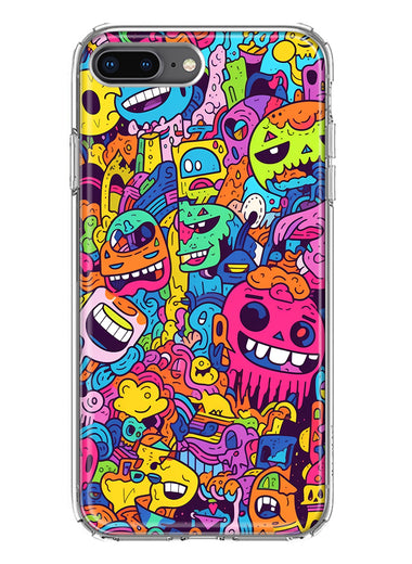 Apple iPhone 8 Plus Psychedelic Trippy Happy Characters Pop Art Hybrid Protective Phone Case Cover