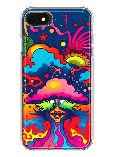 Apple iPhone SE 2nd 3rd Generation Neon Rainbow Psychedelic Trippy Hippie Bomb Star Dream Hybrid Protective Phone Case Cover