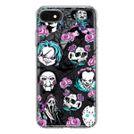 Apple iPhone SE 2nd 3rd Generation Roses Halloween Spooky Horror Characters Spider Web Hybrid Protective Phone Case Cover