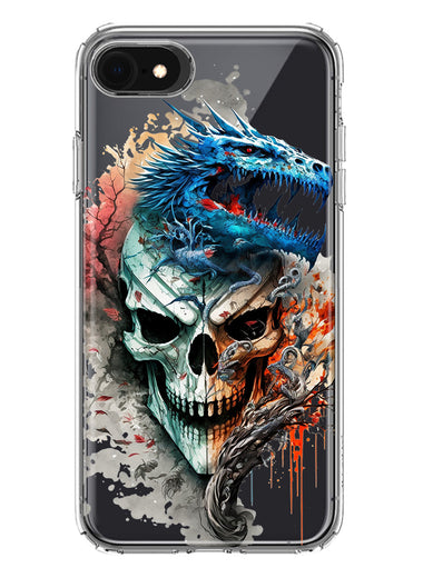Apple iPhone 6/7/8/SE 2020/SE 3 2022 Fantasy Blue Dragon Dream Skull Double Layer Phone Case Cover