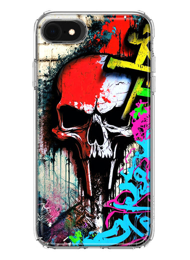 Apple iPhone SE 2nd 3rd Generation Skull Face Graffiti Painting Art Hybrid Protective Phone Case Cover