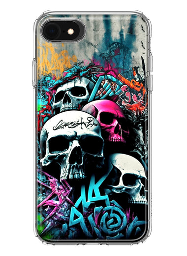 Apple iPhone SE 2nd 3rd Generation Skulls Graffiti Painting Art Hybrid Protective Phone Case Cover