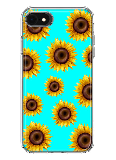 Apple iPhone 6/7/8/SE 2020/SE 3 2022 Yellow Sunflowers Polkadot on Turquoise Teal Double Layer Phone Case Cover